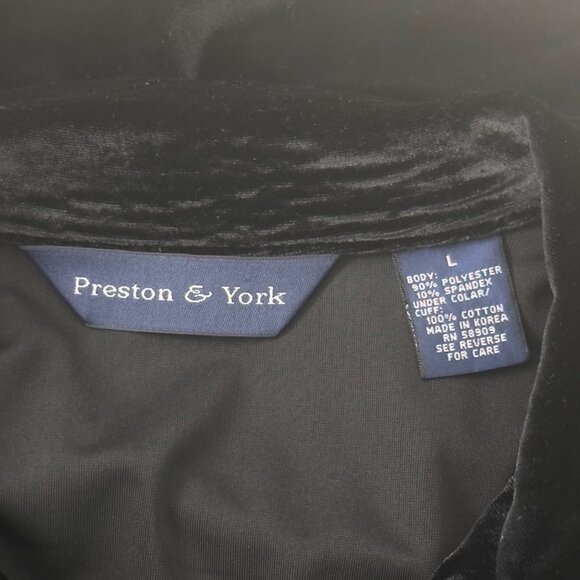 Preston & York Women Black Velvet Button-Up Shirt Blouse Sz L - Picture 5 of 15